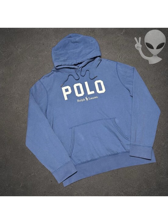 Ralph Lauren Other - Polo Ralph Lauren Spellout Hoodie Mens US L Blue Pullover Fleece Sweatshirt